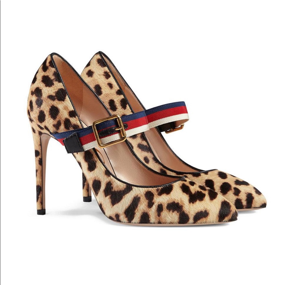 GUCCI
Sylvie Web Accent Ponyhair Pumps